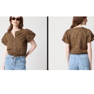 J.Crew Leopard Print Cropped Blouse